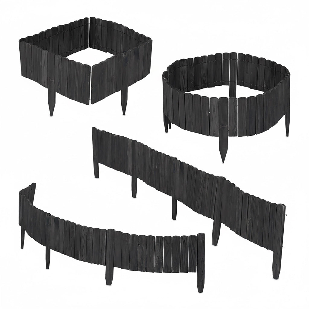Bordatura per aiuole, 200 cm, flessibile, altezza 25 cm, legno, colore antracite