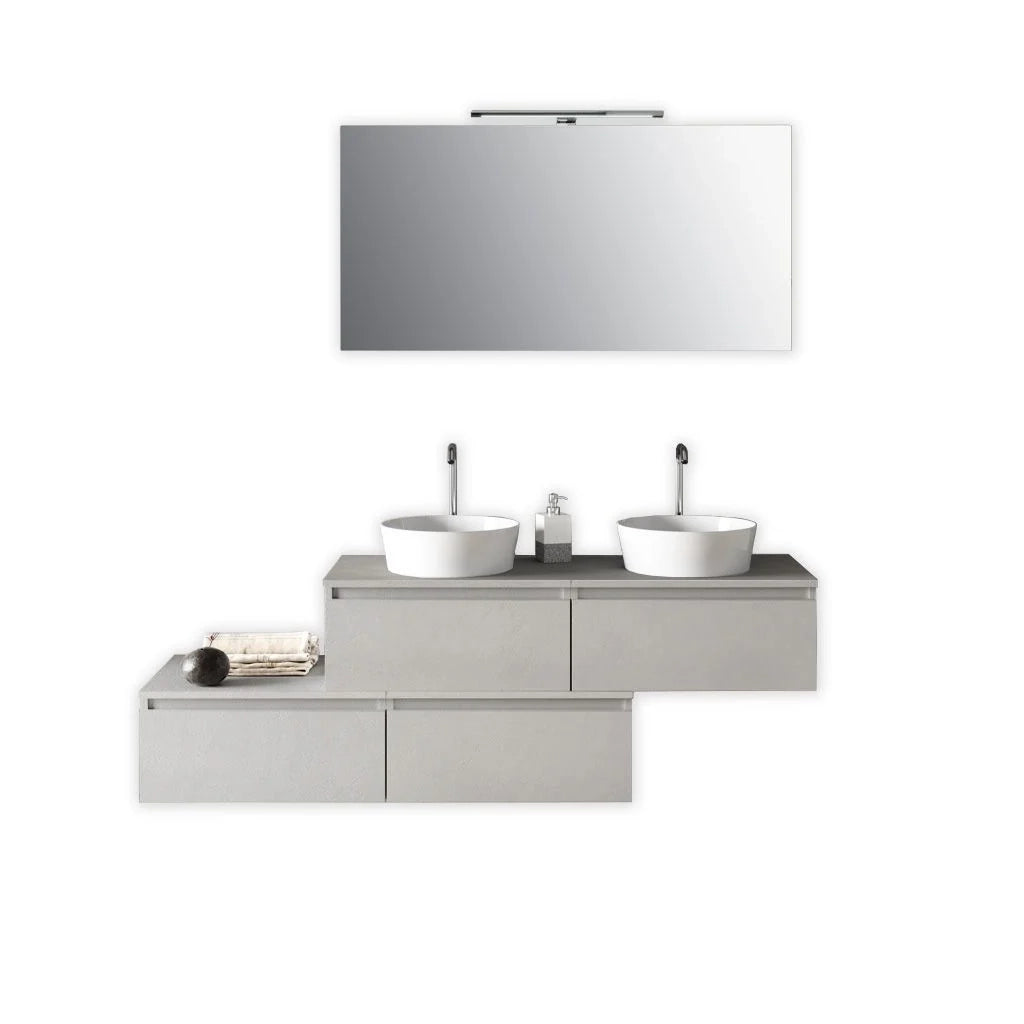 Composizione doppio lavabo ASTRA-17 bianco pietra