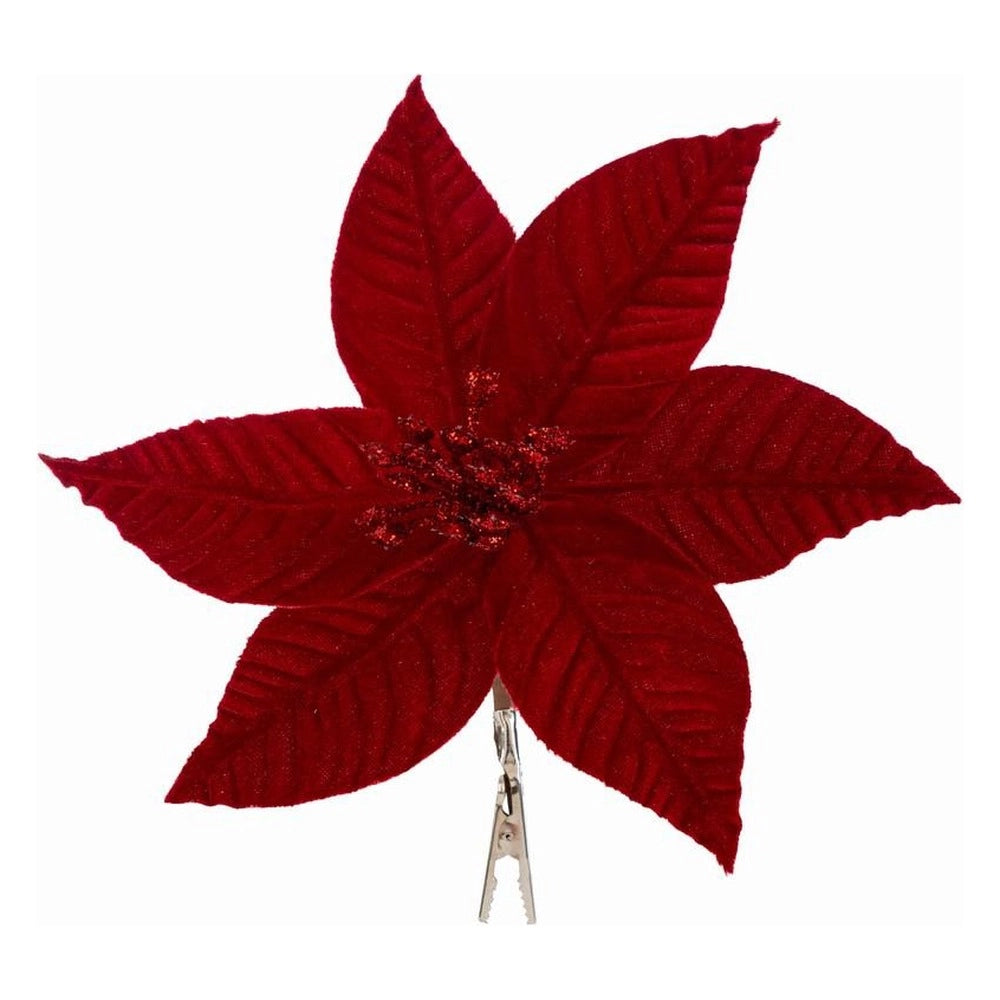 Pick stella di natale in velluto per composizioni le stelle *** colore- rosso, confezione 1