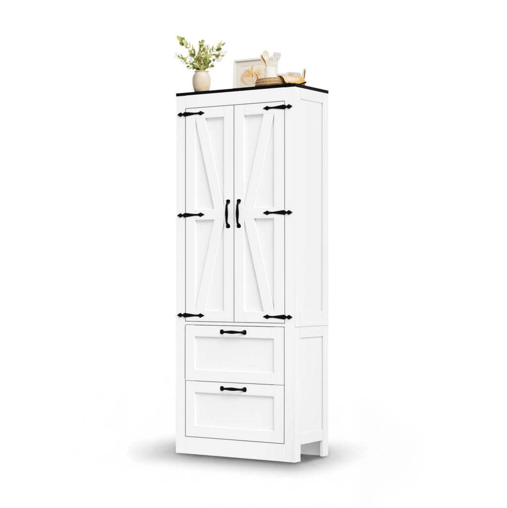 Credenza alta da cucina bianca 60x30x168 cm con 2 ante