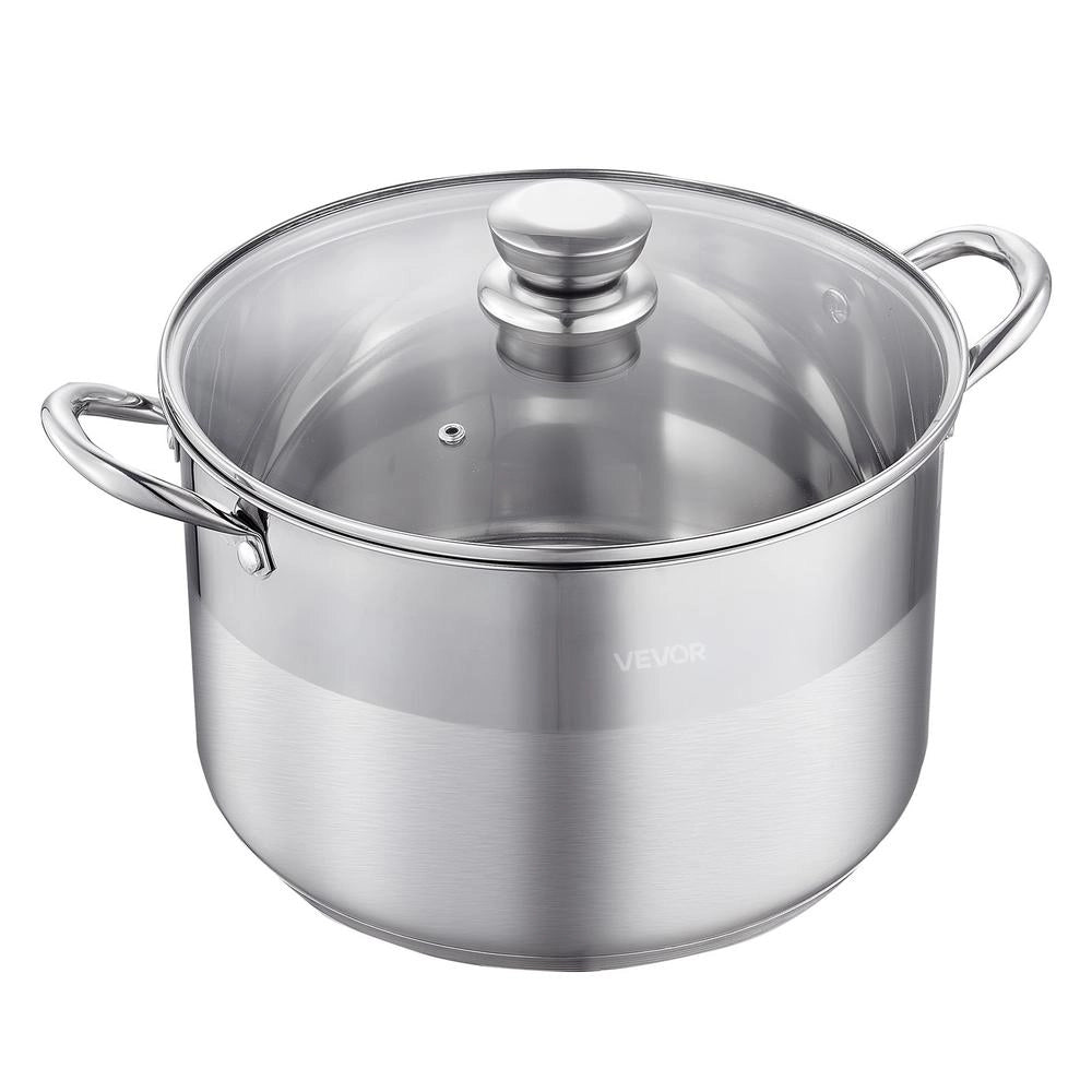 Pentola in Acciaio Inox 11,4 Litri con Coperchio in Vetro HZ-V10T Casseruola Robusta per Cucina Brodo e Pasta per Piani Cottura Gas ed Elettrici