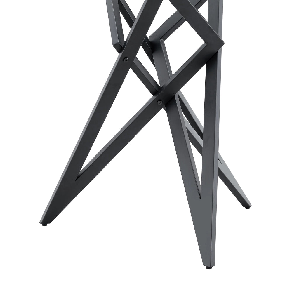 Tavolino da salotto rotondo 85 cm altezza 75,7 cm in vetro temperato e metallo nero con base geometrica