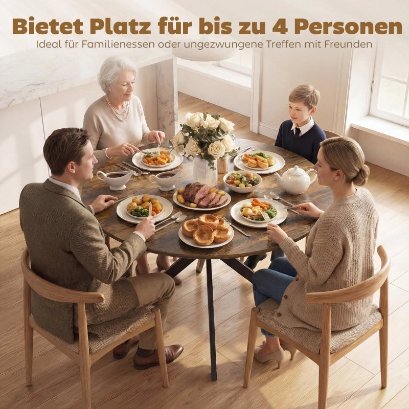 Tavolo da pranzo 4 posti con gambe a X in acciaio per cucina diametro 120 cm