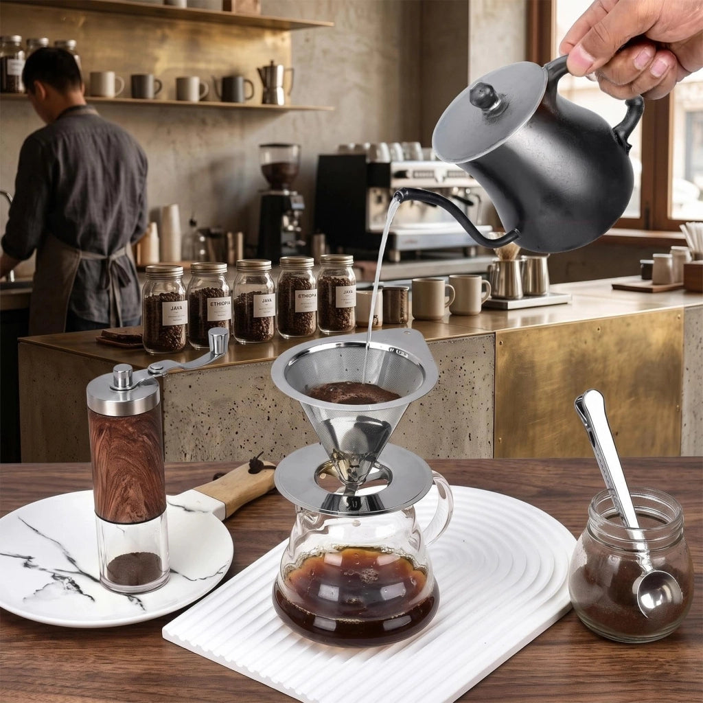 Cesto filtro in acciaio inossidabile, riutilizzabile, per filtri da caffè, confezione singola