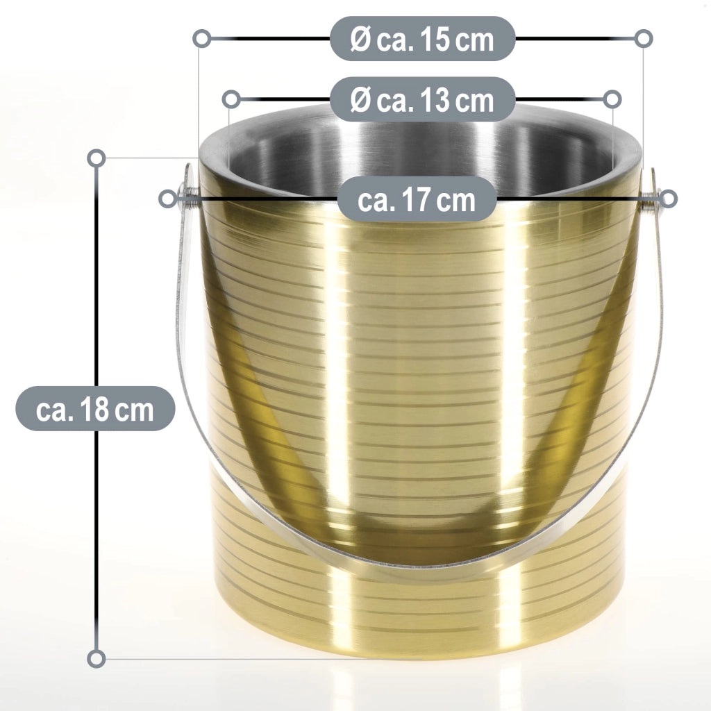 Contenitore refrigerante in acciaio inossidabile, a doppia parete, color oro, capacità 1,5 litri