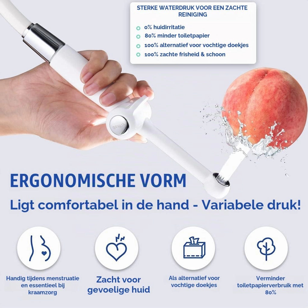 Spruzzatore per bidet manuale, 20 cm, in ottone, bianco, con valvola anti-riflusso