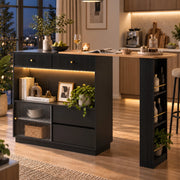 Tavolo bar girevole 360° con LED e vano contenitore nero