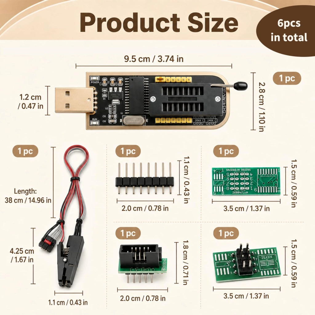 Programmatore USB CH341A con clip di test SOIC8 per EEPROM/BIOS