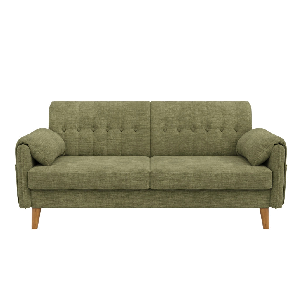 Divano 2 posti in ciniglia verde 161,5 x 79 x 83,5 cm, facile da montare