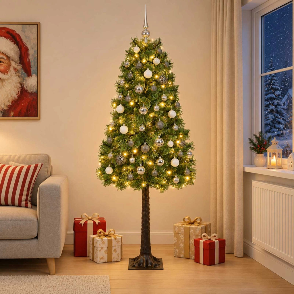 Albero di Natale artificiale con rami snodati e palline 120 cm 3466217