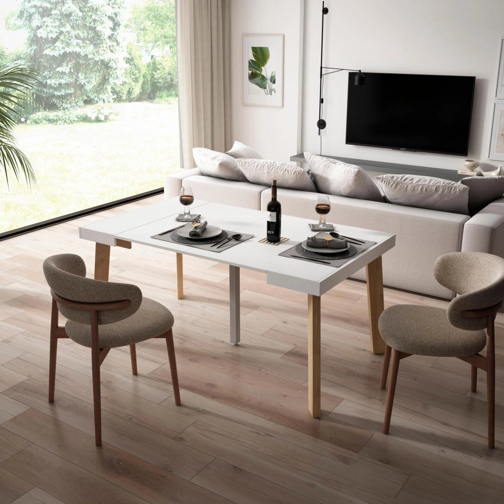 Tavolo da pranzo allungabile, 160 cm, bianco, per 8 persone