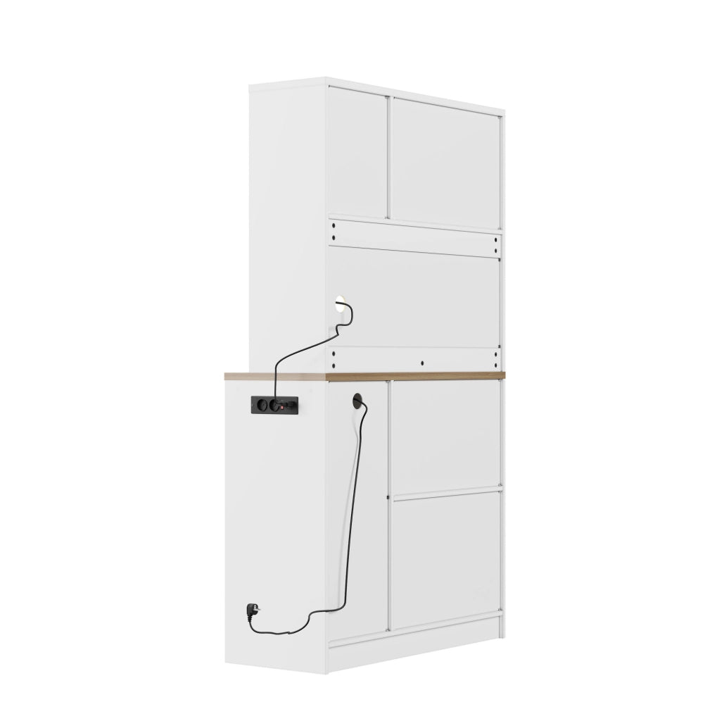 Mobile dispensa da cucina con illuminazione, prese e portabottiglie