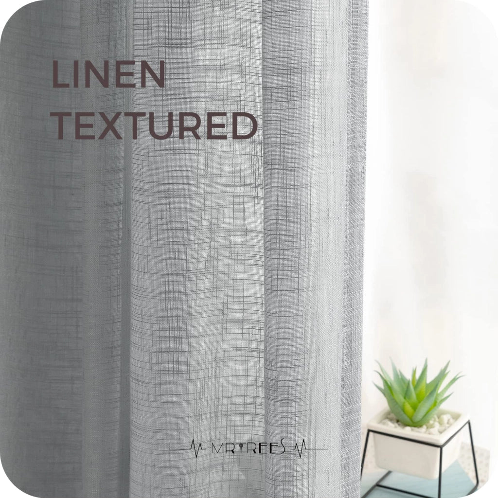Tende a velo, set da 2, aspetto lino, grigio, 245x140 cm