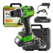 Trapano avvitatore a batteria Procraft PA18LiH, 20V 2Ah, 80 Nm