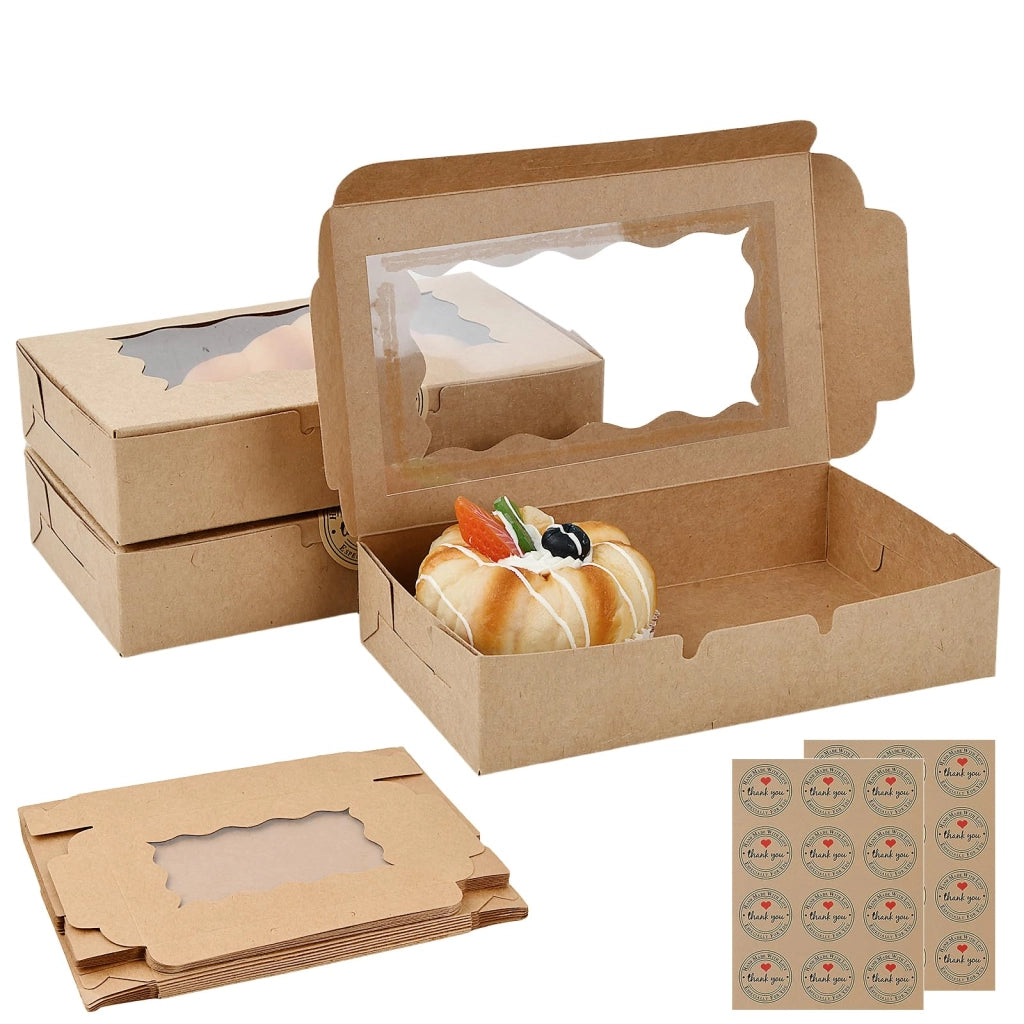 Scatole per biscotti in cartoncino, confezione da 20 pezzi, dimensioni 17,8x11x3,9 cm, con finestra