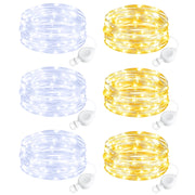 Set di 6 catene luminose a LED, lunghezza 2 metri, 20 LED, luce bianco caldo + bianco freddo
