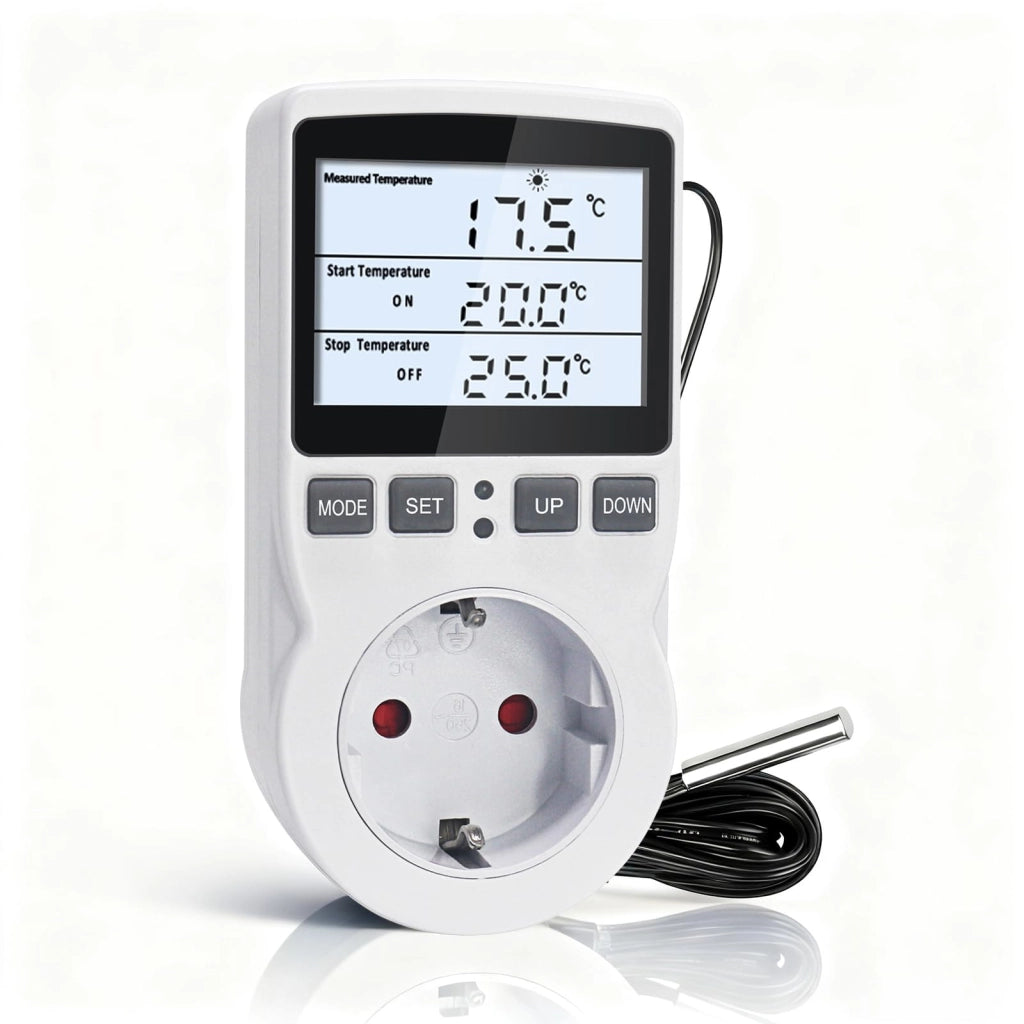 Prese termostatica con sonda da 3 metri, digitale, con display LCD, 220 V, per incubatrici