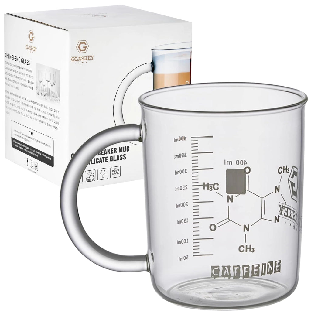 Bicchiere in vetro borosilicato da 400 ml con manico e scala graduata