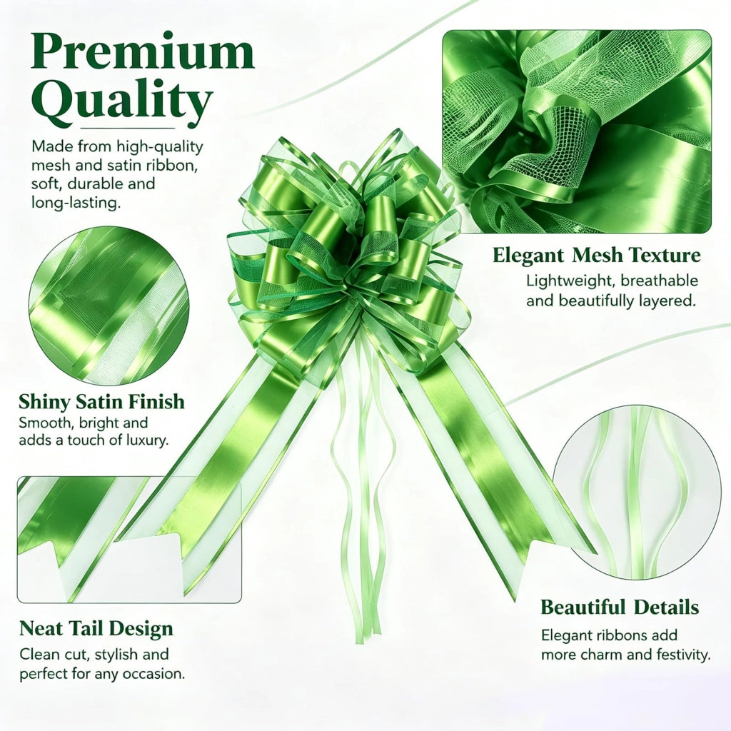 Nastro verde, 25 cm, realizzato a mano, ideale per confezioni regalo e decorazioni
