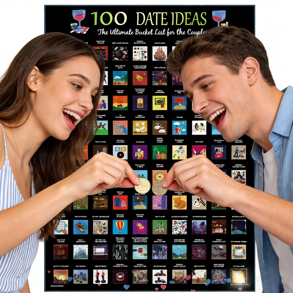 Poster "Gratta e Vinci" con 100 idee per appuntamenti romantici, dimensioni 59x42 cm