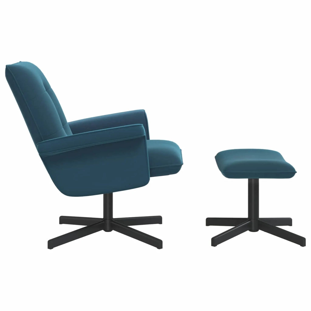 Poltrona girevole con poggiapiedi Blu Velluto 42045607