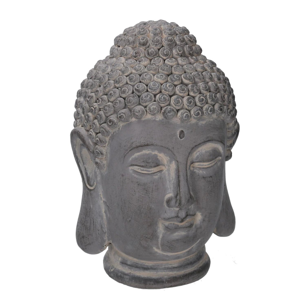 Buddha resina grigio cm 21x20h32
