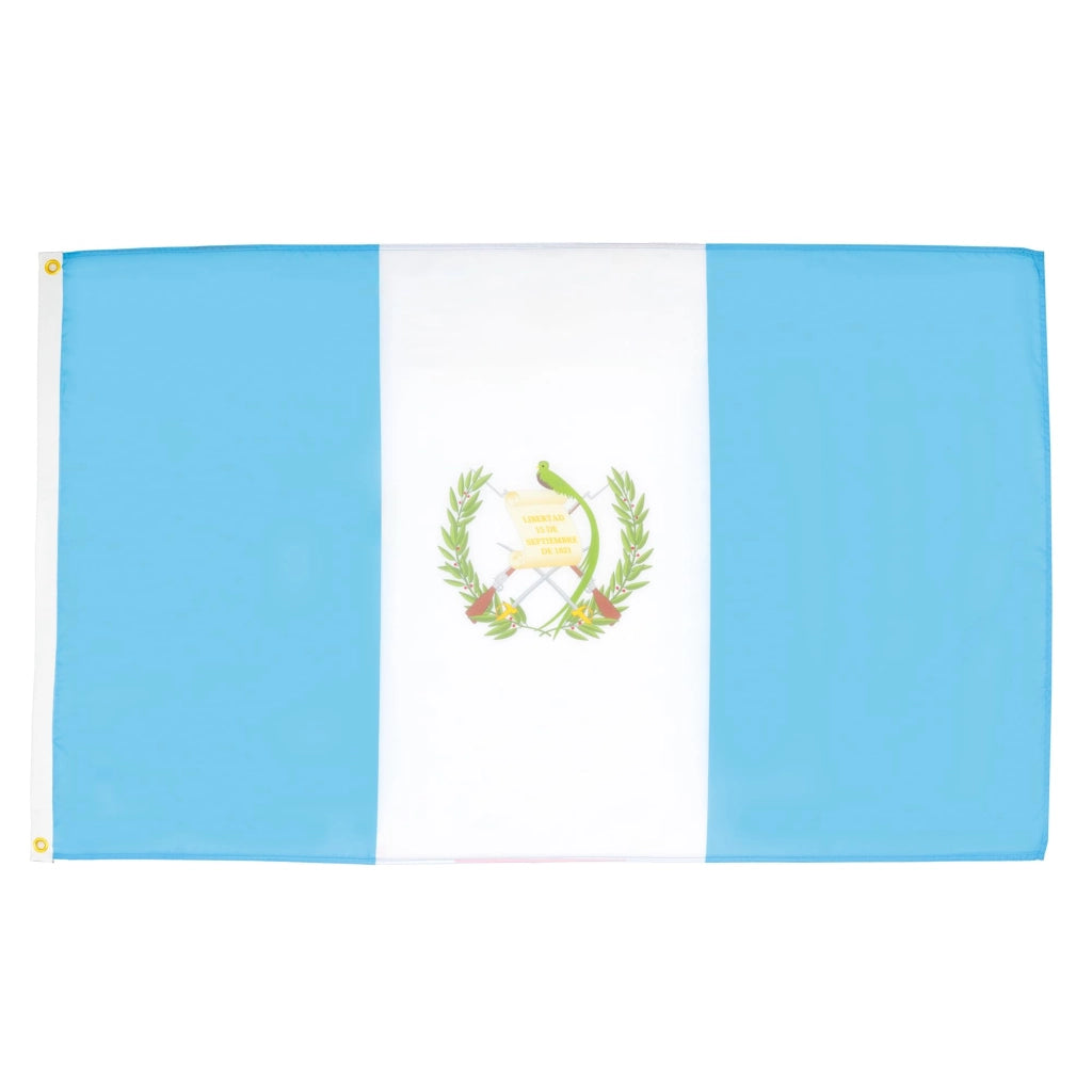 Bandiera della Guatemala, 150x90 cm, in poliestere 100D, con 2 occhielli, forma rettangolare