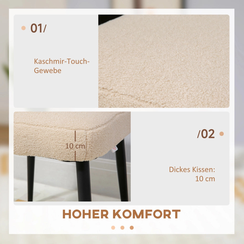 Pouf quadrato beige 42 x 42 x 47 cm con gambe in acciaio