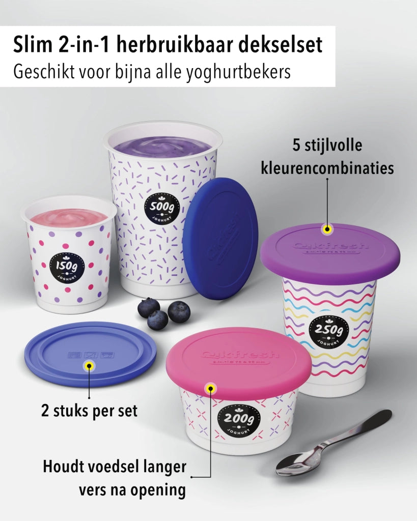 Coperchi in silicone per vasetti di yogurt da 150-500g, confezione da 2 pezzi, colore viola
