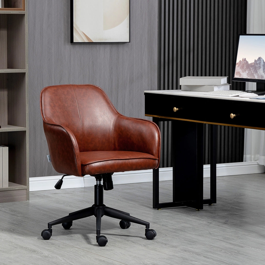 Sedia da ufficio 58,5 x 62 x 91 cm in similpelle marrone, oscillante e regolabile
