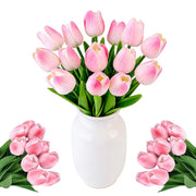12 tulipani artificiali con gambo in filo metallico, color pesca, altezza 33 cm, per decorazioni