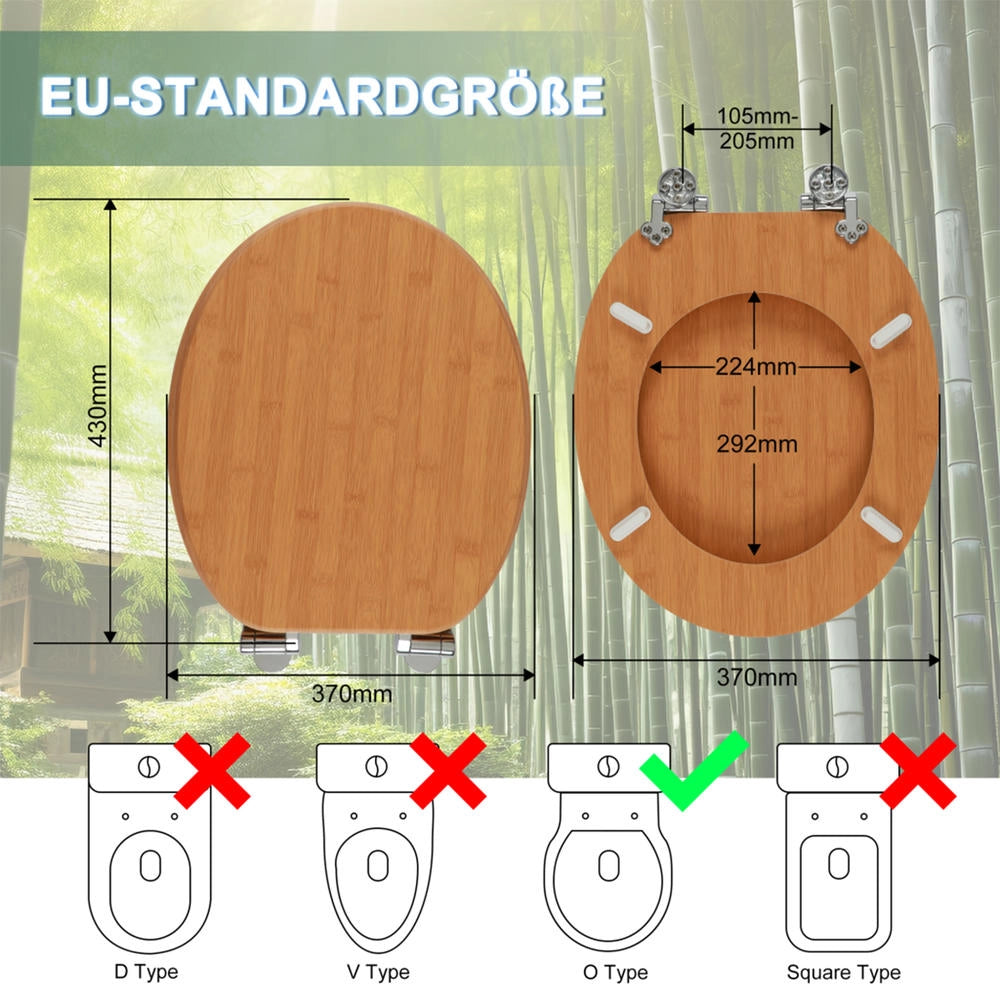 Sedile WC Universale Homseat in MDF Effetto Legno, Copriwater con Chiusura Rallentata Soft Close e Cerniere in Lega di Zinco, Robusto Fino a 190 kg