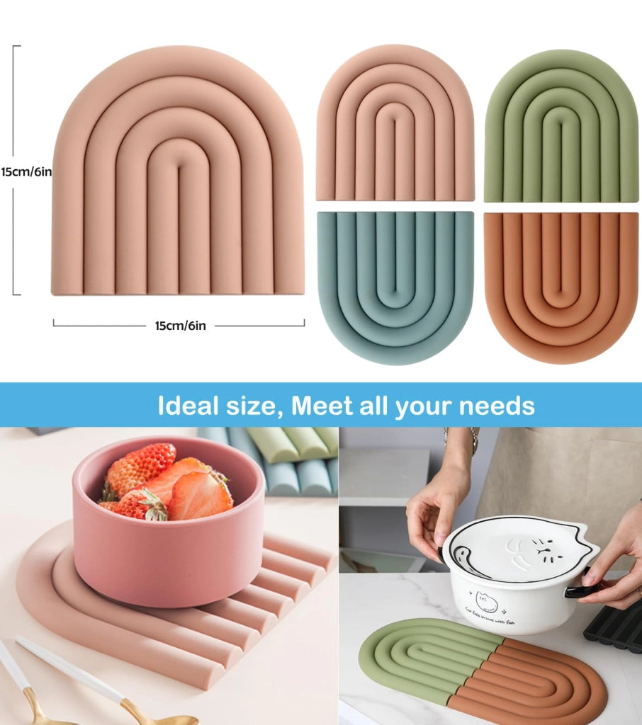 Sottobicchieri in silicone, resistenti al calore, antiscivolo, colorati, confezione da 4 pezzi