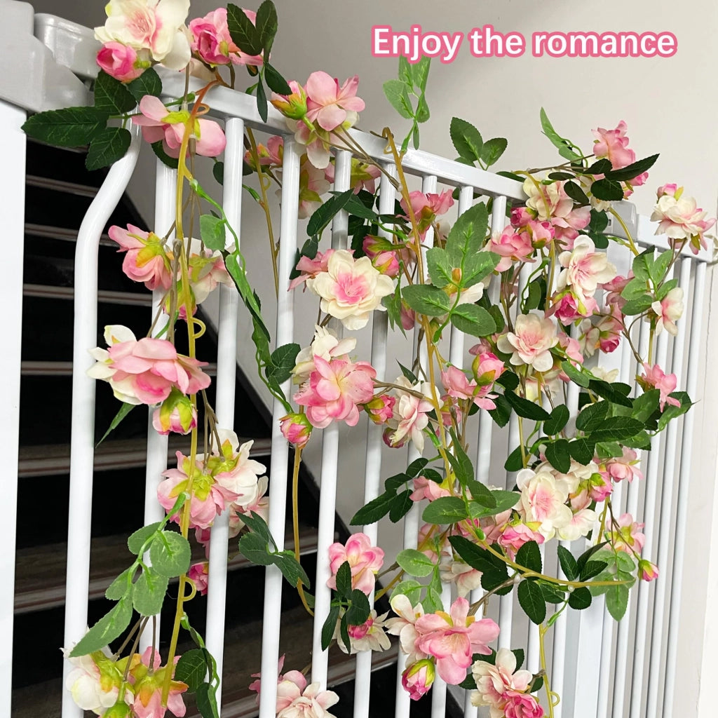 Ghirlanda di fiori di ciliegio artificiali, set da 2, lunghezza 1,8 metri, in seta, per decorazioni