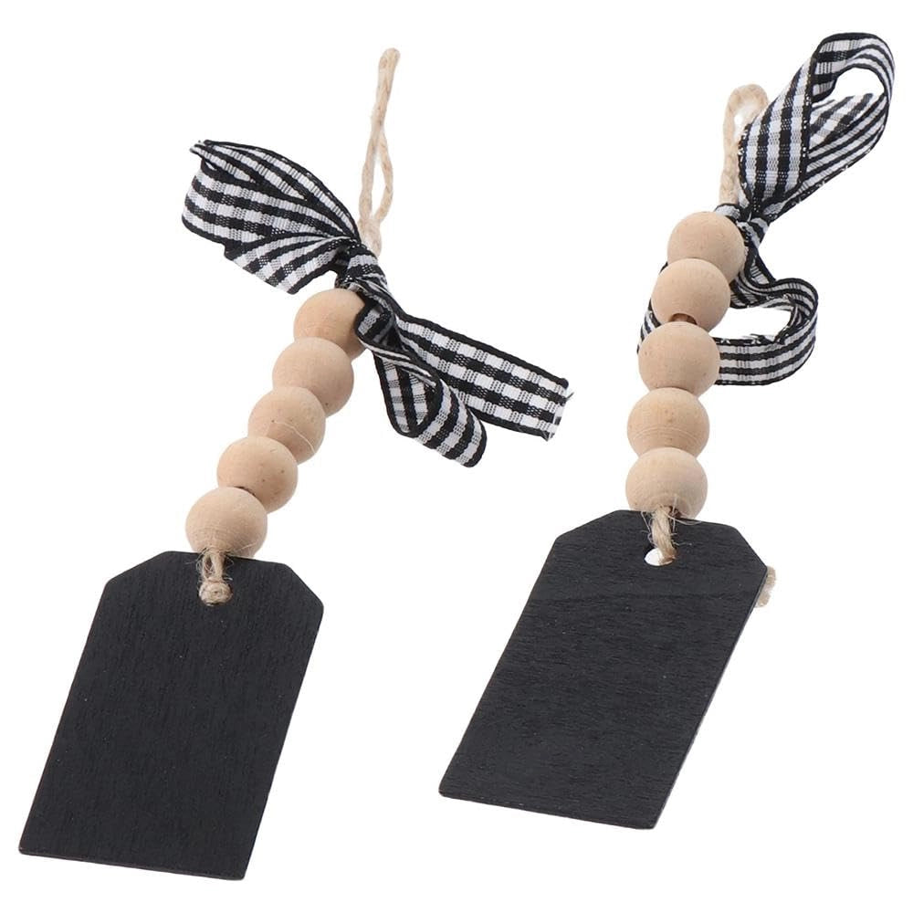 10 pezzi di catenelle in legno con pendenti lavagna, mini etichette lavagna nera, pendenti decorativi