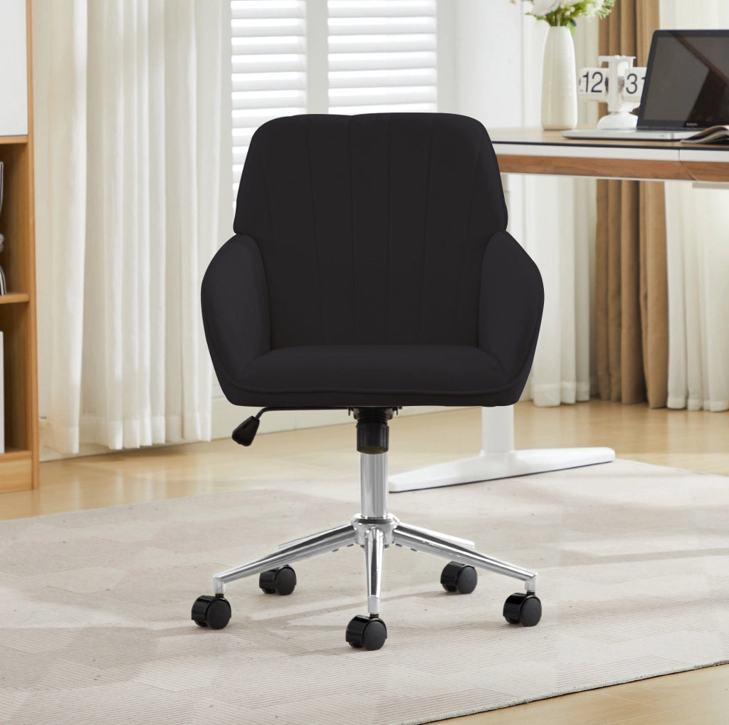 Sedia da ufficio ergonomica nera in velluto, regolabile in altezza, per smart working