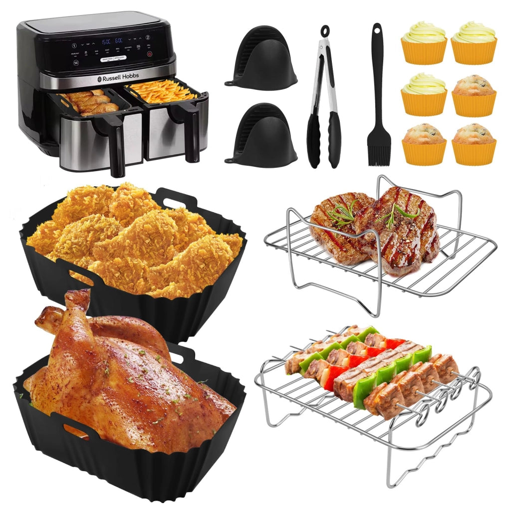 Accessori per friggitrice ad aria, 2 scomparti, 9 litri, silicone, senza BPA