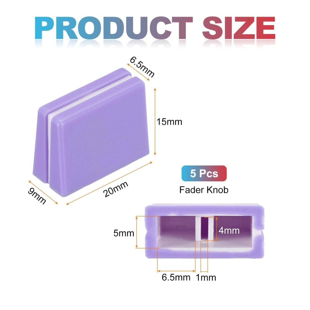 Confezione da 5 copripotenziometri per controller DJ, mixer, colore viola, materiale plastico