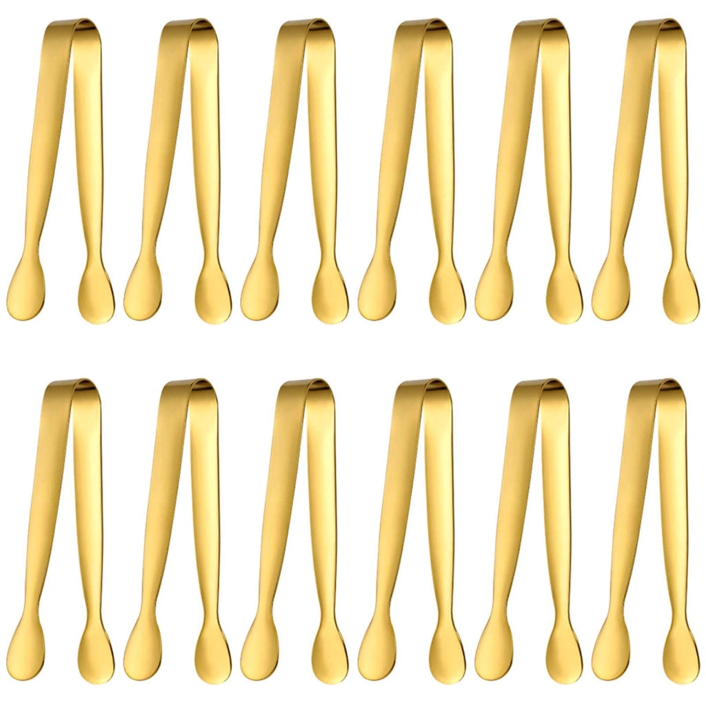 Set di pinze per servire, 12 pezzi, acciaio inossidabile, colore oro, 11 cm