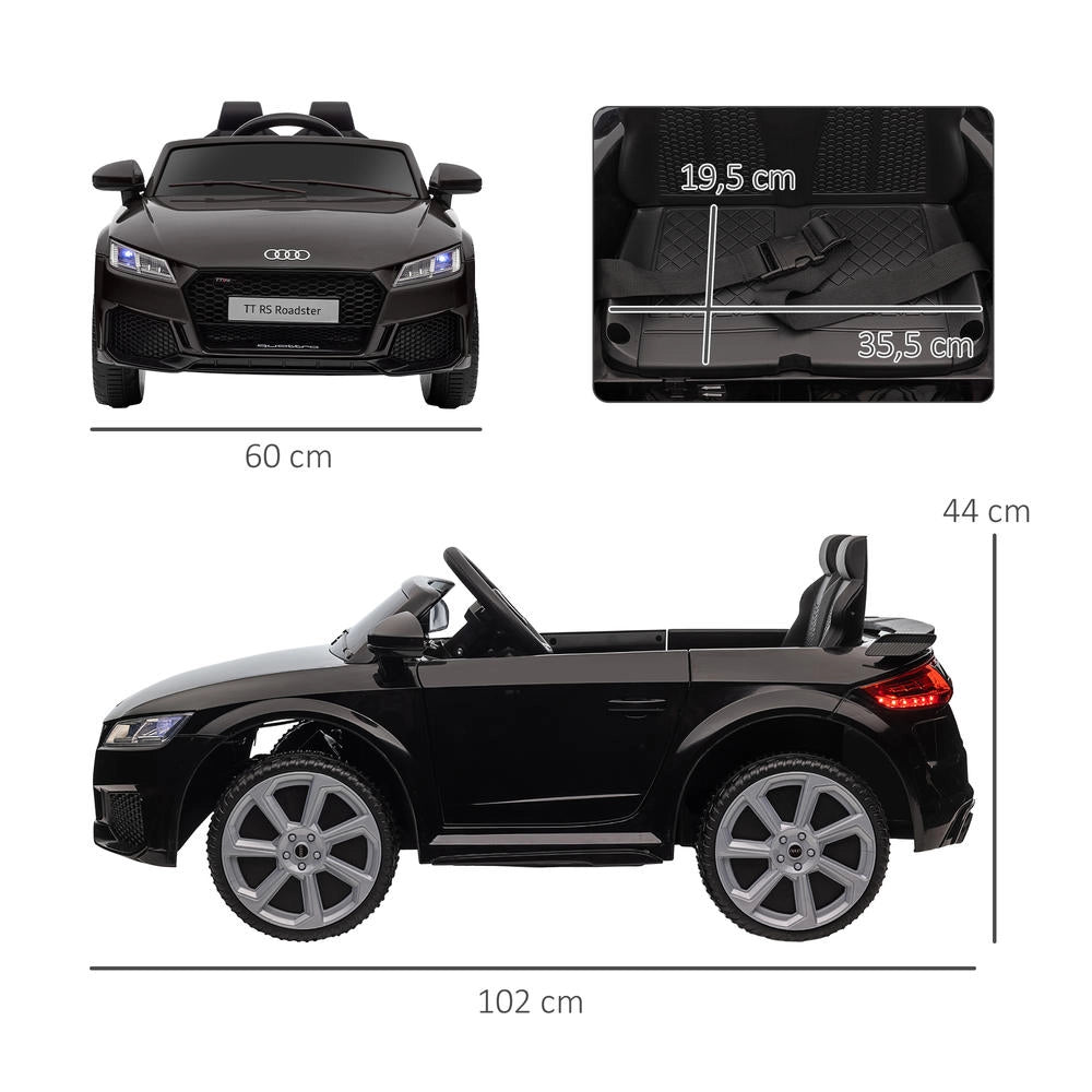 Auto Elettrica per Bambini Audi TT RS Roadster, con Telecomando 2.4G, Luci LED e Musica USB, 3 km/h, Nero