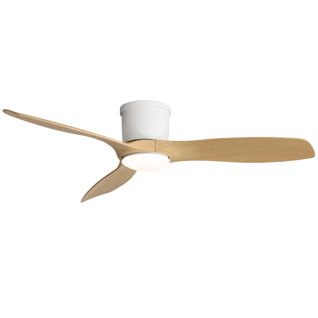 Ventilatore da soffitto da 52 pollici con luce LED; motore DC reversibile; controllo app e telecomando; bianco opaco