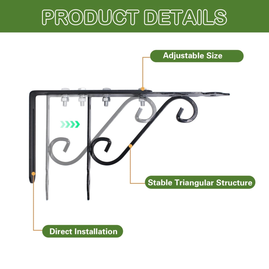 Supporti per cesti sospesi in metallo, set da 4, regolabili, colore nero, per cesti fino a 7,2 cm di diametro