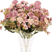 4 fiori artificiali: ortensie e rose di maggio, in seta, color rosa, alte 31,75 cm
