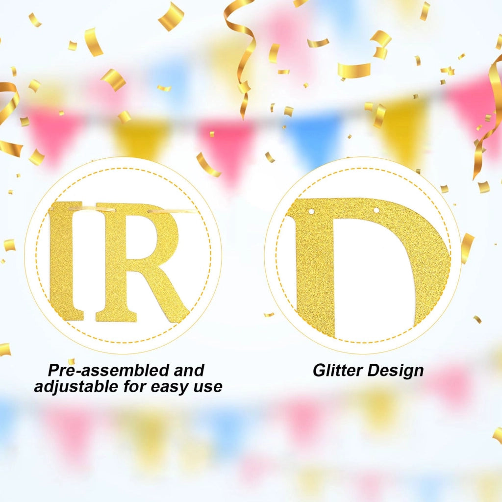 Banner per il cinquantesimo compleanno, "Golden Era", con glitter, già assemblato