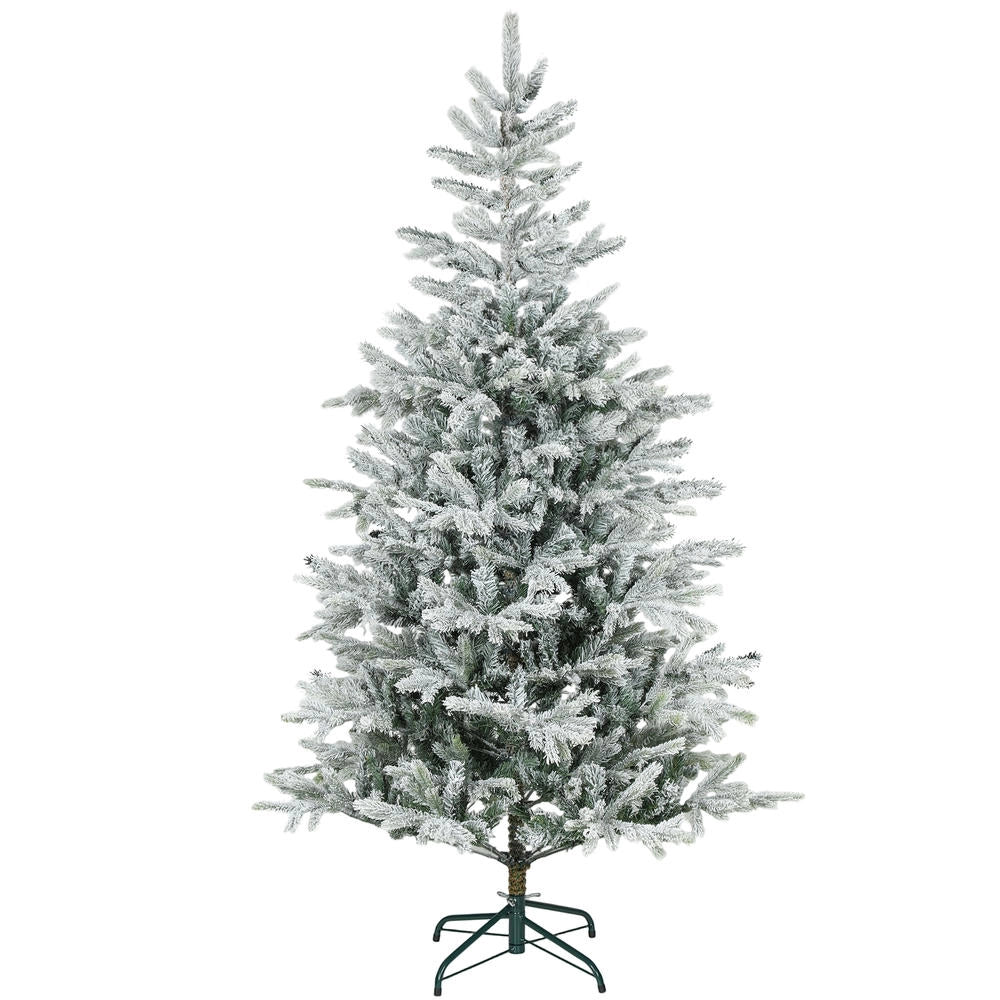 Albero di Natale Artificiale Innevato 180 cm Rami Realistici Facile da Montare con Base in Metallo Pieghevole per Casa
