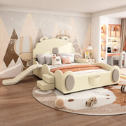 Letto per bambini 140x200 cm con scivolo beige