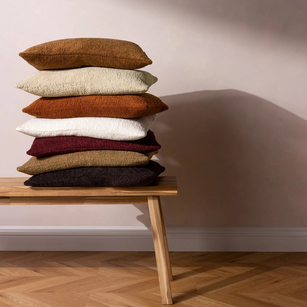 Copertura per cuscino in tessuto bouclé, 40x50 cm, color ecru, forma rettangolare