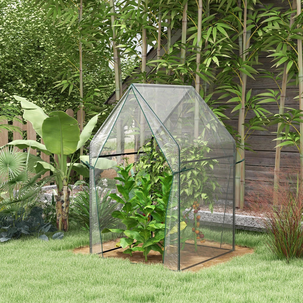 Serra da giardino per pomodori con 2 porte con zip, struttura in acciaio resistente per orto e piante, 90 x 90 x 145cm