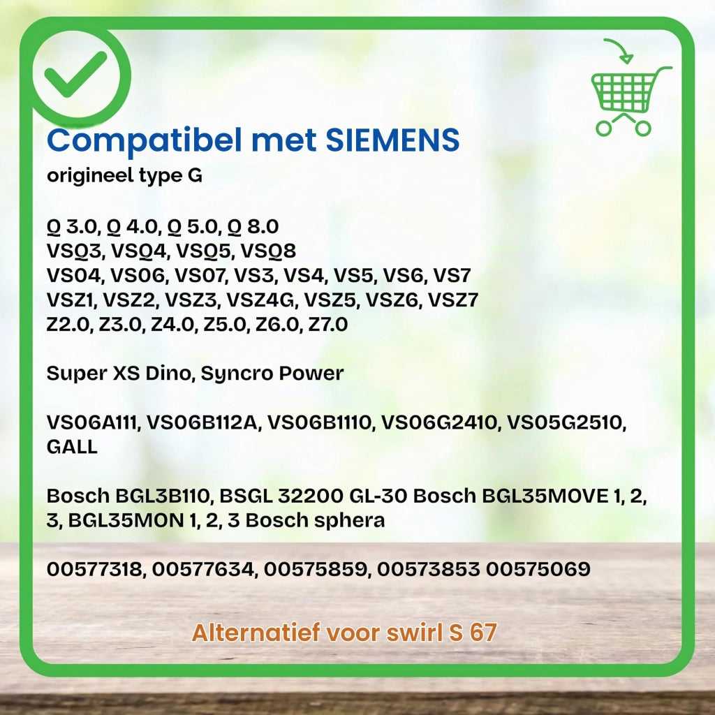 10 sacchetti per aspirapolvere compatibili con Siemens VS06B1110, tipo G