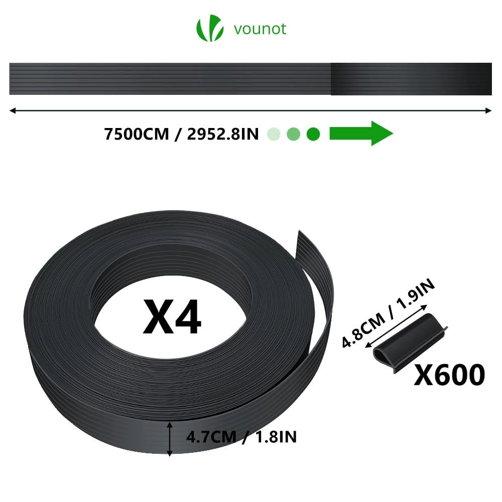 Pannelli frangisole in PVC, opachi, dimensioni 300 m x 4,7 cm, con 600 clip di colore nero